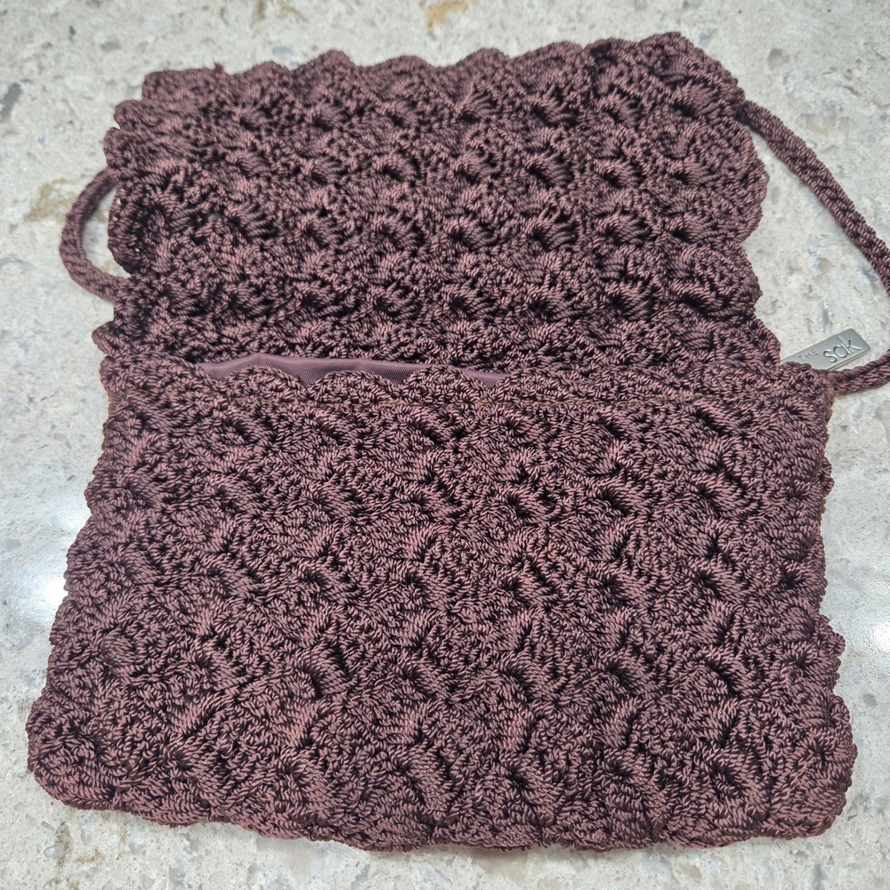 The Sak Brown‎ Crochet Small Shoulder Bag Cross Body Bag Boho - Picture 6 of 11